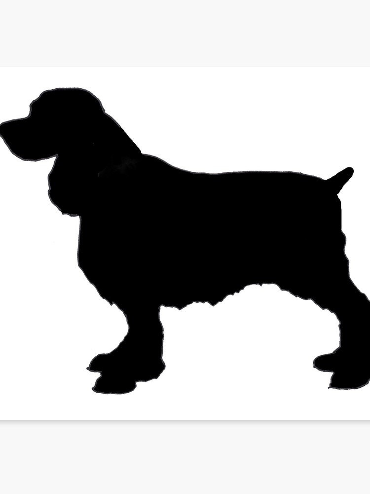750x1000 english springer spaniel dog silhouette, freehand drawing canvas