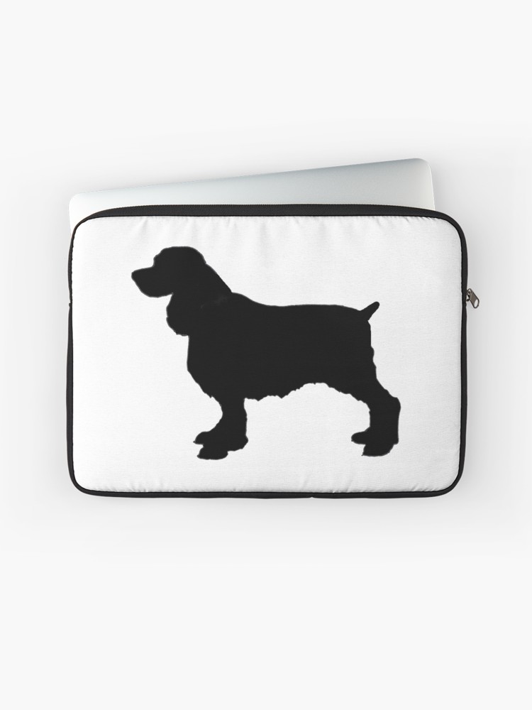 750x1000 english springer spaniel dog silhouette, freehand drawing laptop