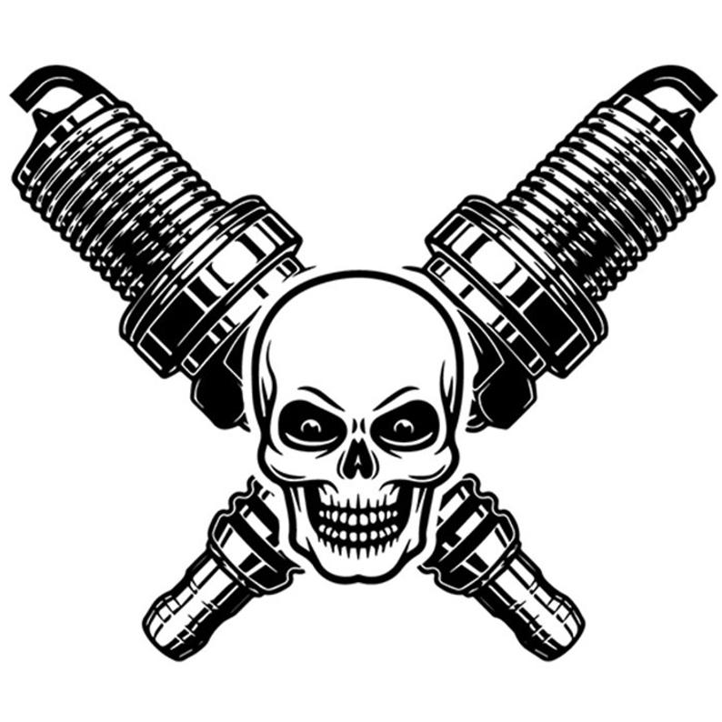 794x794 Mechanic Logo Skull Spark Plugs Crossed Motor Engine Auto Etsy
