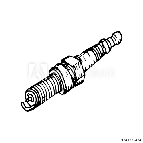 500x500 Hand Drawn Spark Plug Doodle Sketch Style Icon Decoration