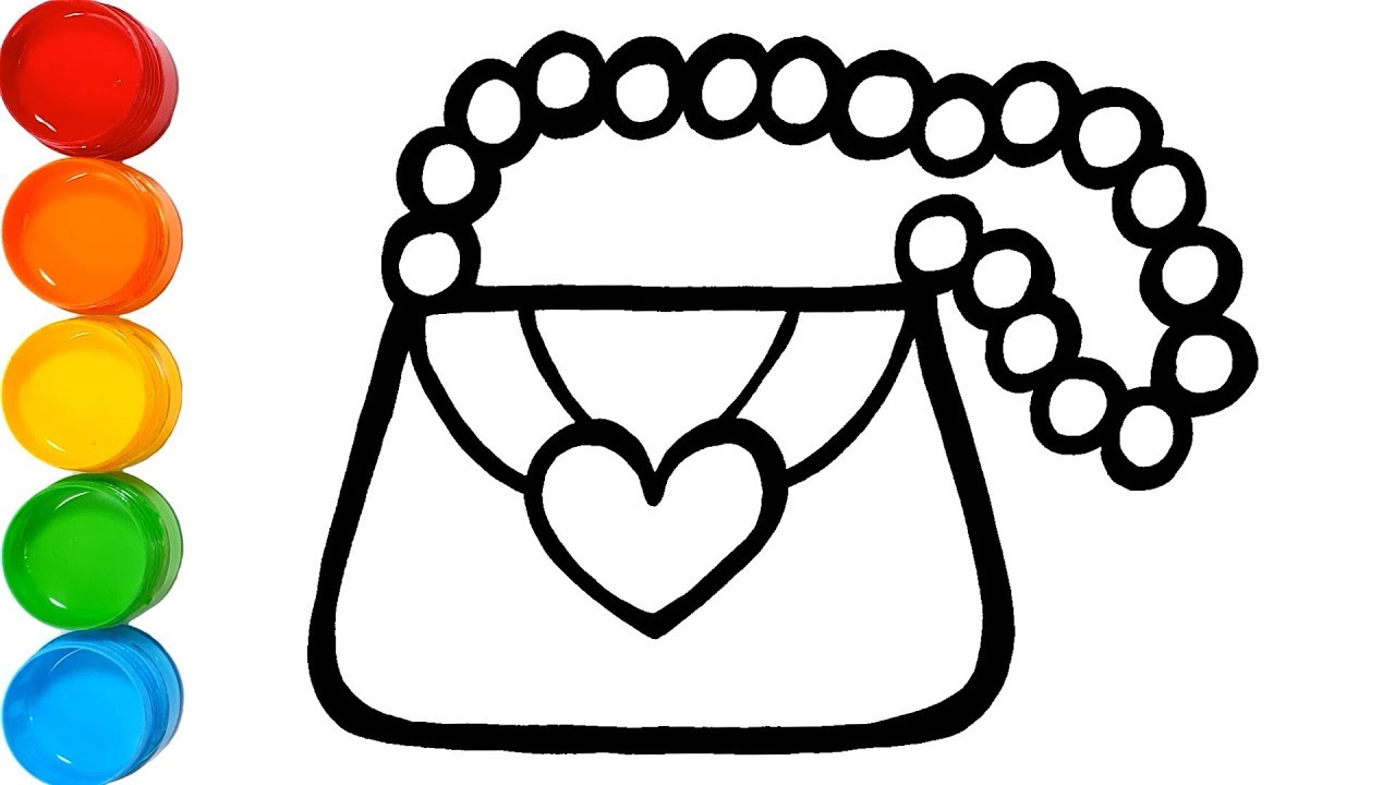 1280x720 Glitter Heart Handbag Coloring And Drawing Learn Colors For Kids