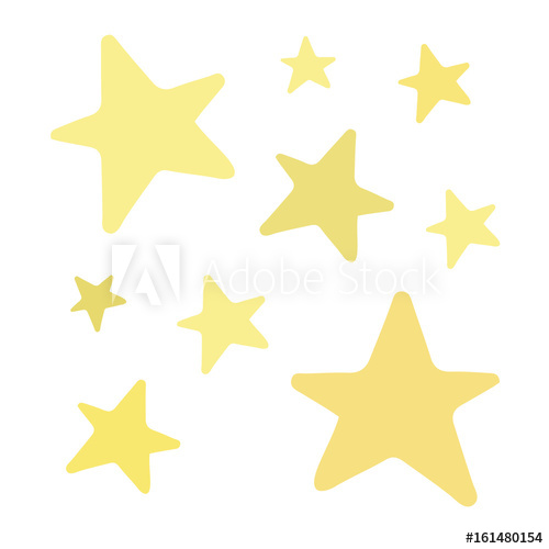 500x500 Set Of Golden And Yellow Shiny Stars Vector Illustration Doodle