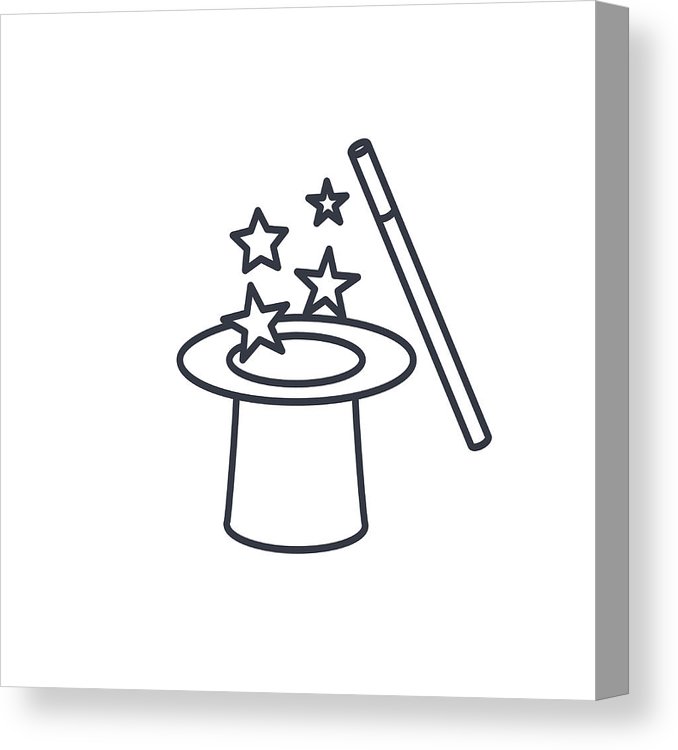 678x750 Vector Magic Hat And Wand With Sparkles Outline Icon Canvas Print