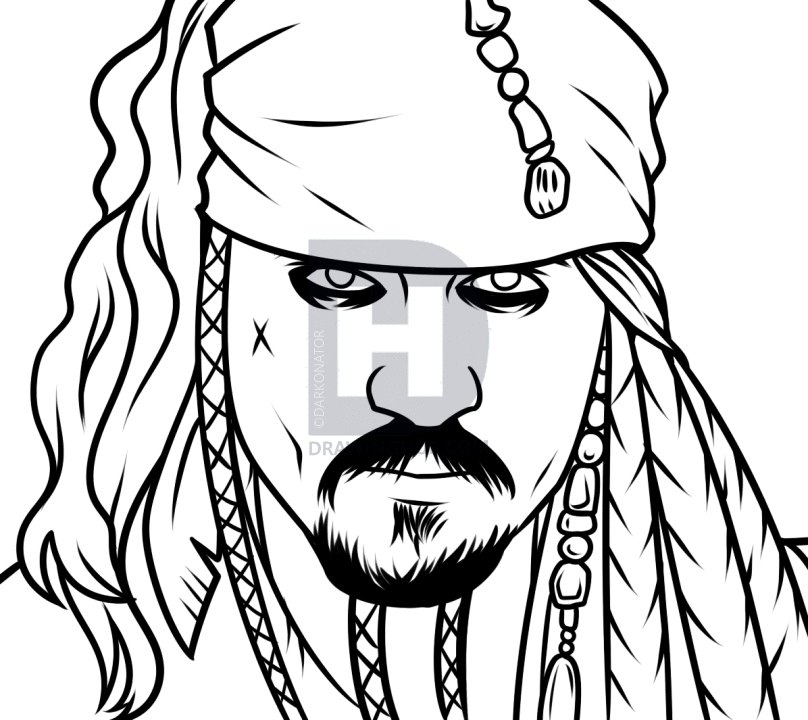 808x720 How To Draw Jack Sparrow Easy, Step