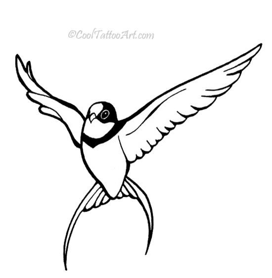 550x562 Outline Flying Sparrow Tattoo Design Sample