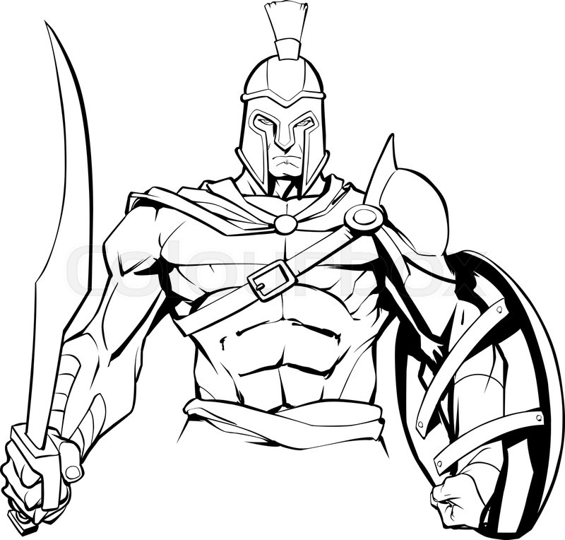 800x764 Line Art Illustration Of Spartan Stock Vector Colourbox