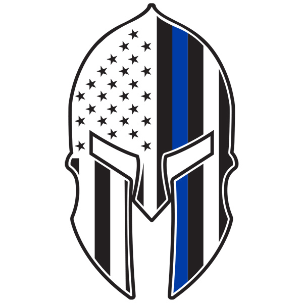 600x600 Spartan Helmet Stars And Stripes Blue Line Morale