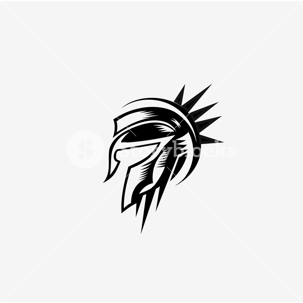 1000x1000 Spartan Helmet Black Meander Ornament Vector Illustration Royalty