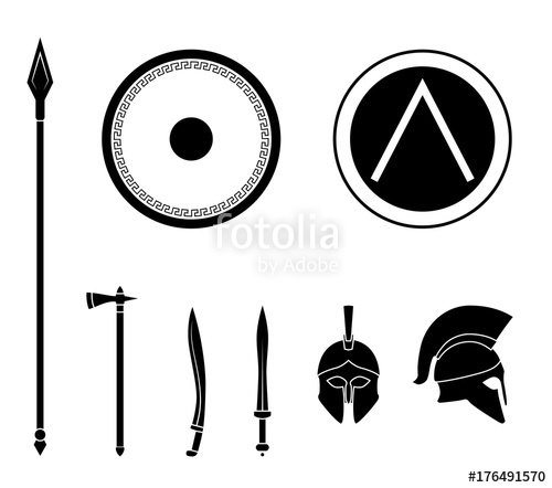 500x442 Set Of Ancient Greek Spartan Weapon And Protective Equipment