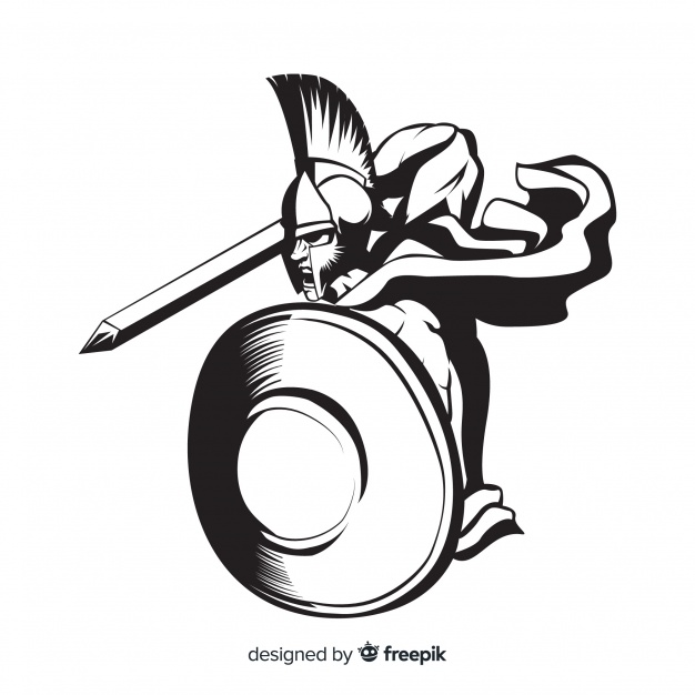 626x626 Silhouette Of Spartan Warrior With Sword Vector Free Download