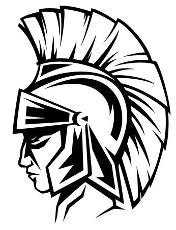 346x450 Spartan Warrior Black And White Vector Profile