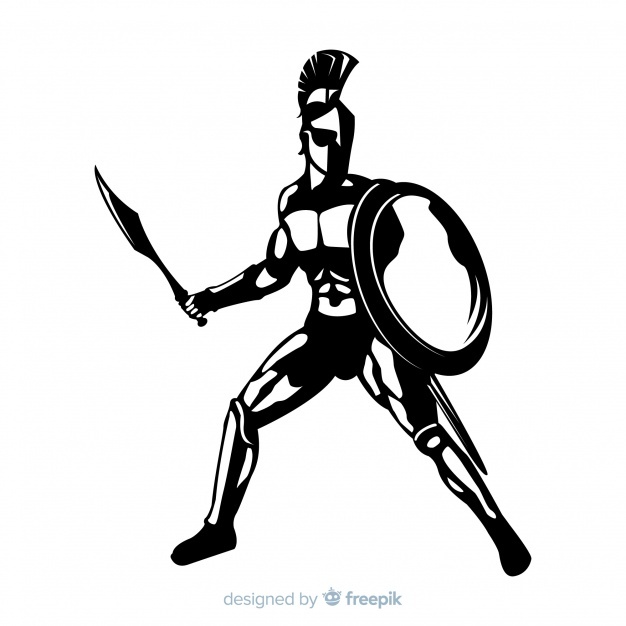 626x626 Silhouette Of Spartan Warrior With Sword Vector Free Download