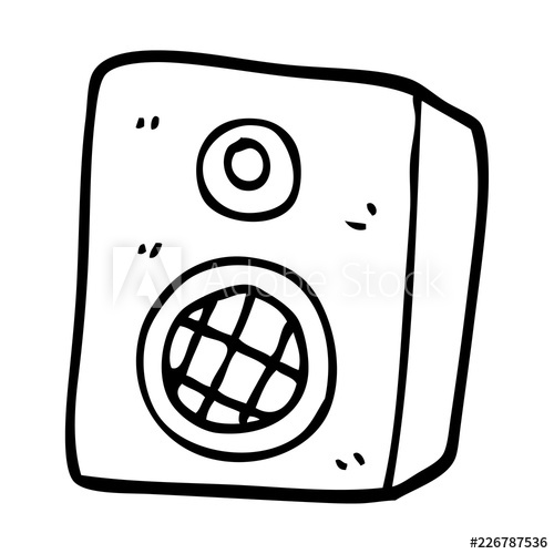 500x500 Line Drawing Cartoon Music Speaker