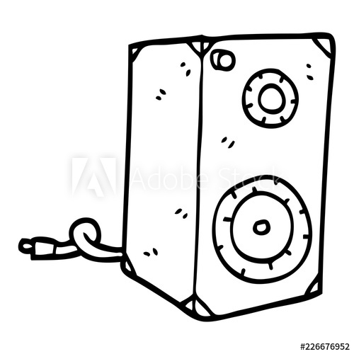 500x500 Line Drawing Cartoon Retro Speaker