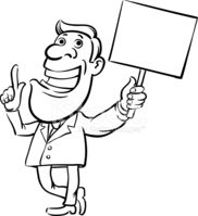 182x199 Whiteboard Drawing Businessman With Sign Speaking Stock Vectors