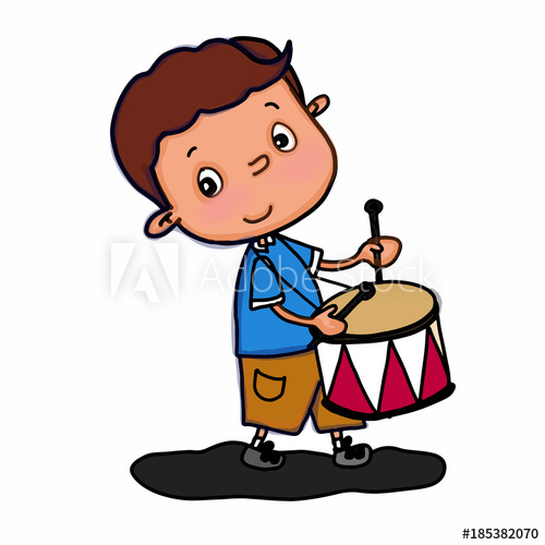 500x500 Cute Boy Cartoon Illustration Drawing Playing Drum And Speaking