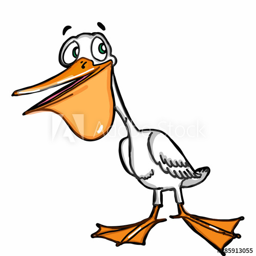 500x500 Cute Pelican Cartoon Illustration Drawing And Speaking