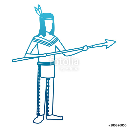 500x500 American Indian With Spear Icon Vector Illustration Graphic Design
