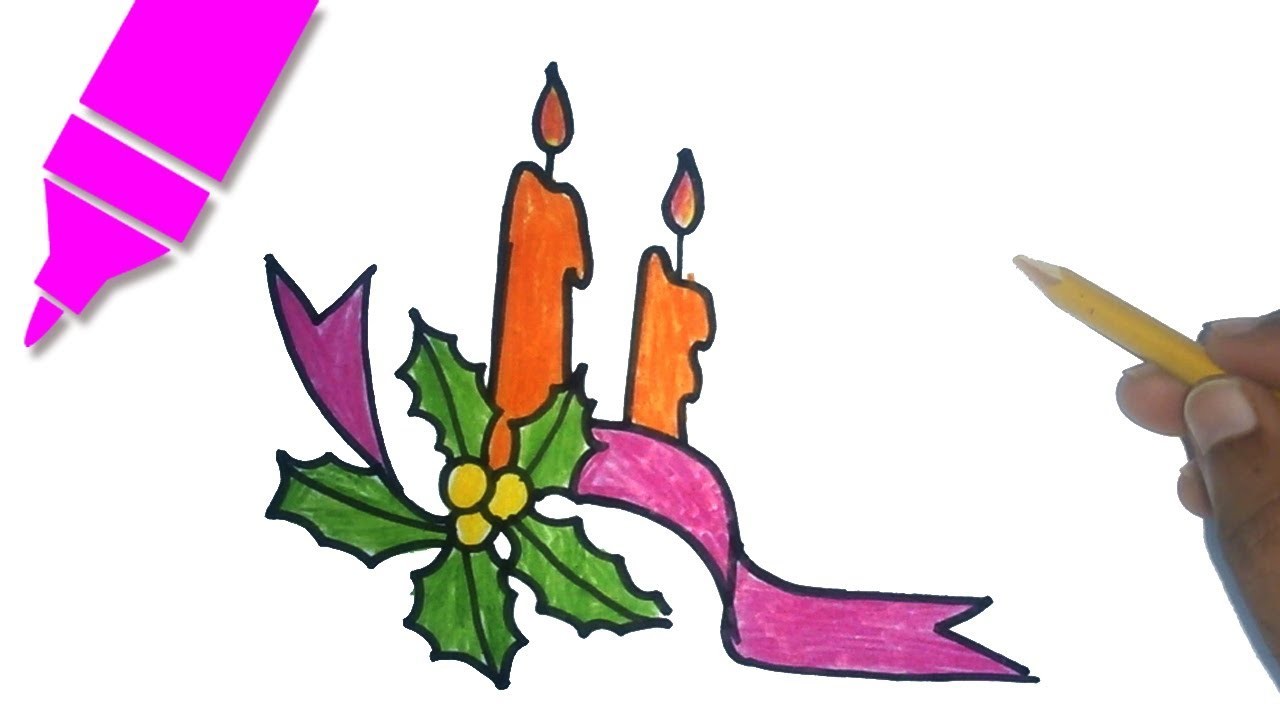 1280x720 How To Draw A Christmas Candle, Christmas Candle