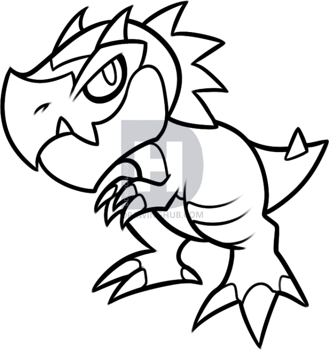 677x720 How To Draw Tyrunt, Step