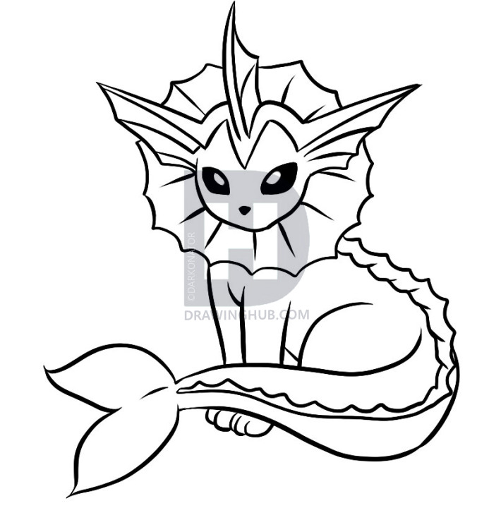 710x720 How To Draw Vaporeon, Step