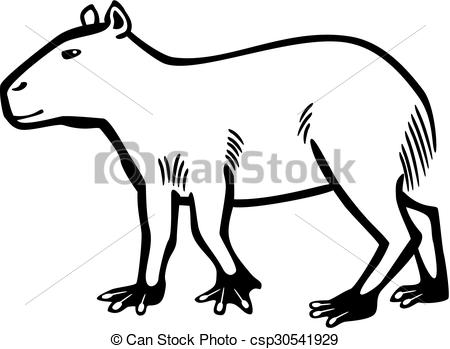 450x349 Capybara Vector Line Drawing Of A Capybara, The Largest Rodent