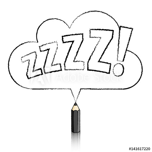 500x500 Black Pencil Drawing Snoring Zs In Cloud Speech Balloon