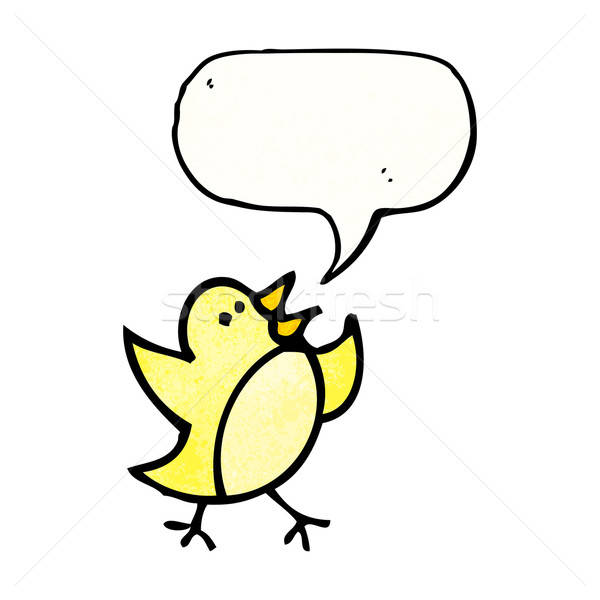 600x600 Cartoon Bird Drawing With Speech Bubble Vector Illustration