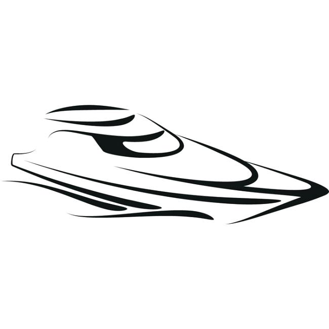 650x650 Black Outline Vector Boat On White Background Stock Drawing