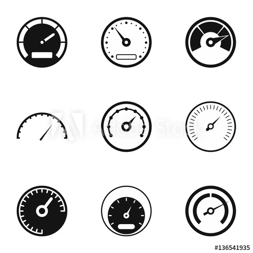 500x500 speedometer for transport icons set, simple style