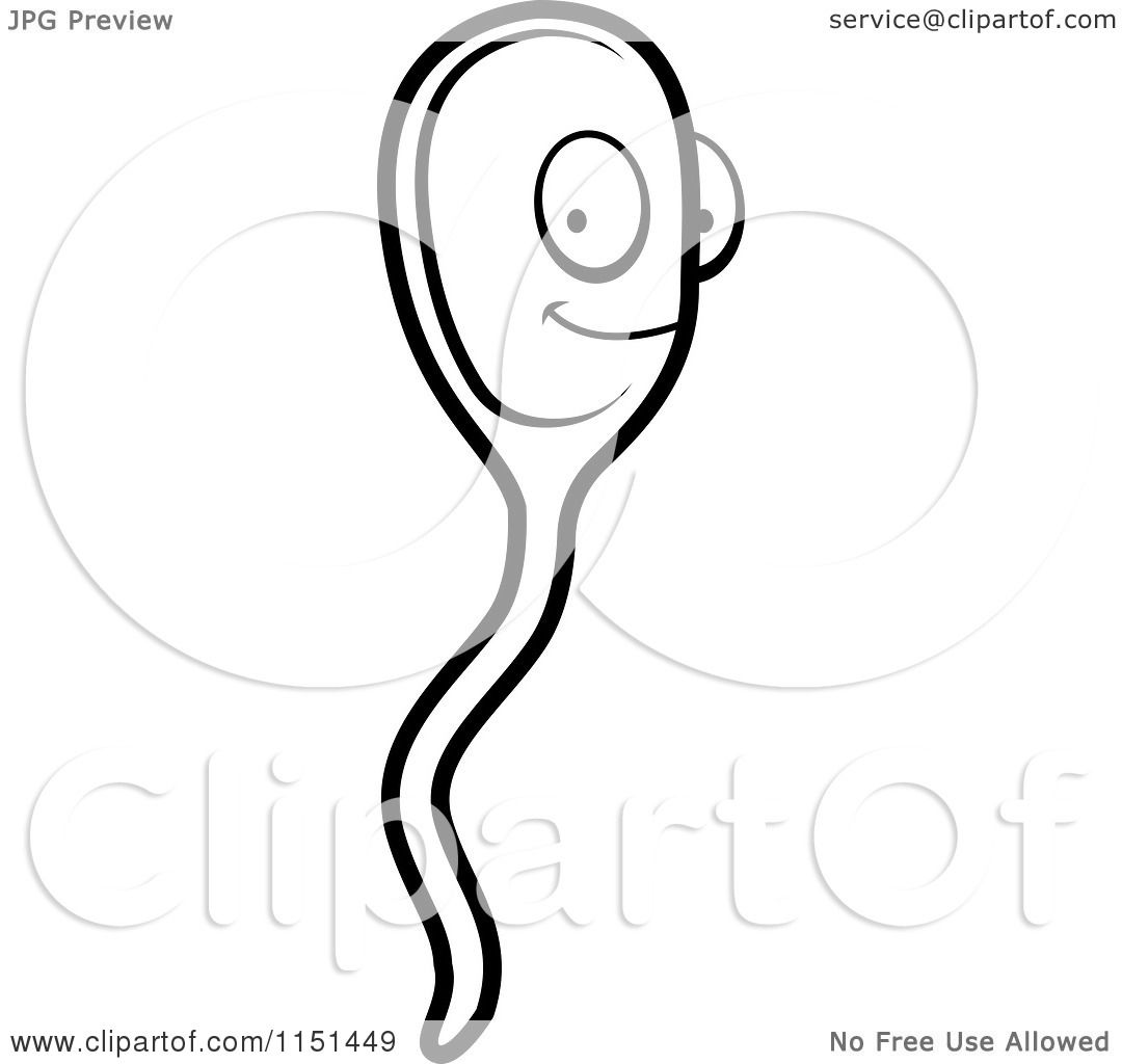 1080x1024 Cartoon Clipart Of A Black And White Happy Sperm