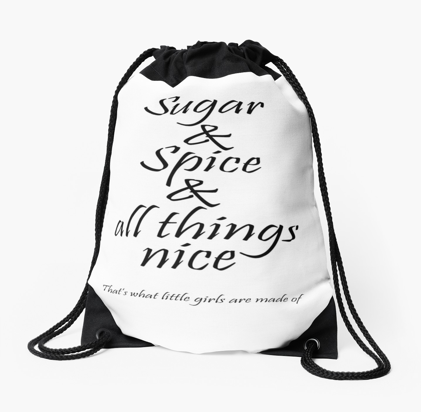 1435x1404 girls, granddaughter, nursery rhyme, sugar and spice drawstring