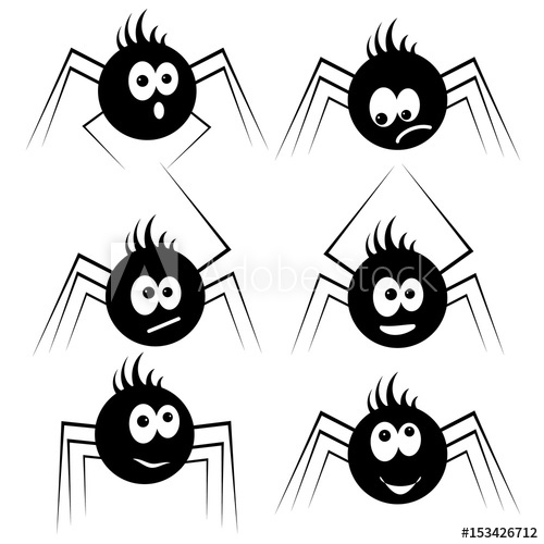 500x500 Spiders Kids Silhouettes Baby Insect Collection Set Cartoon