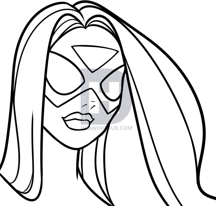 756x720 How To Draw Spider Woman, Step