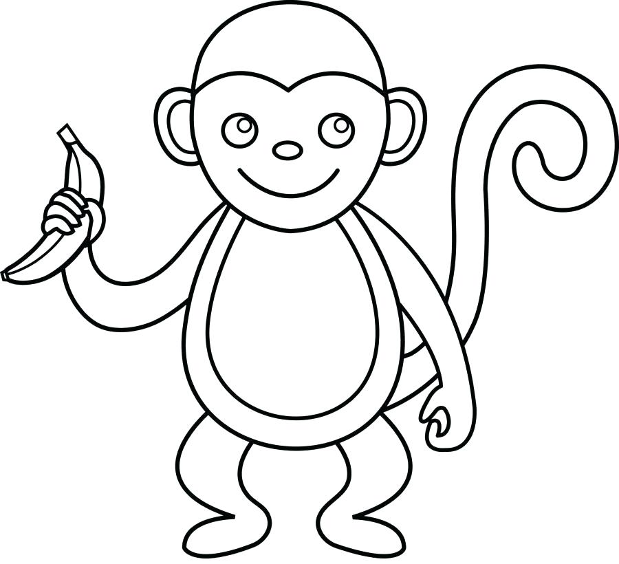 900x820 Monkey Face Outline Monkey Outline Spider Monkey Black And White