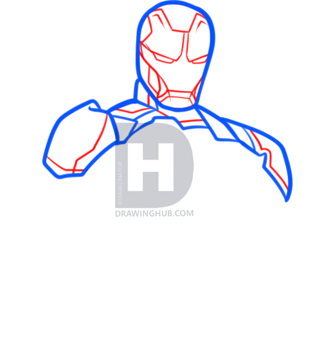 644x720 How To Draw Iron Man Step
