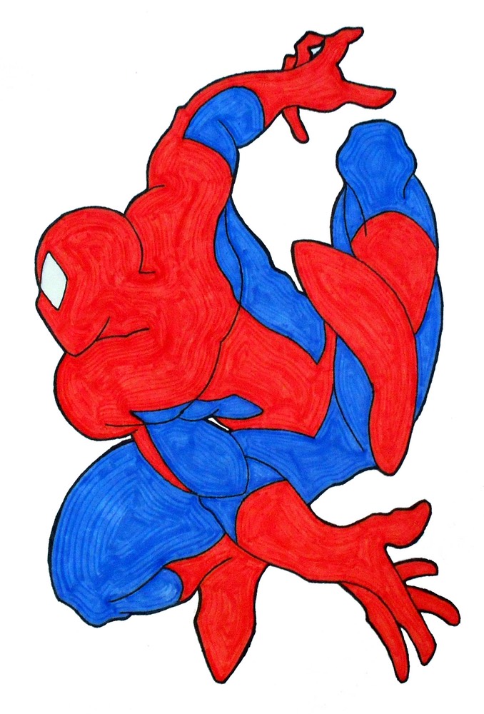 678x1000 Spider Man, Grid Drawing, Ink Markers