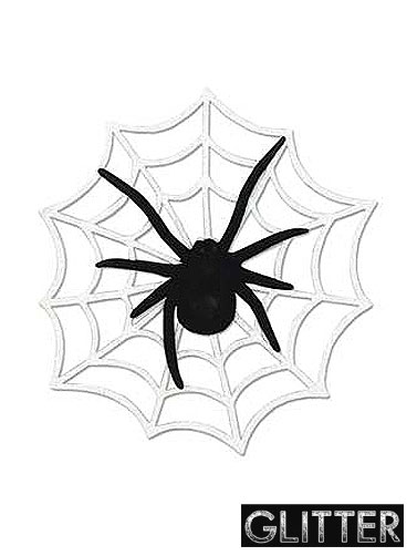 377x502 Glittered Plastic Spider On Web Decoration, Halloween Spider
