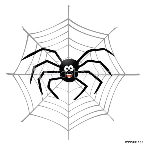 500x500 Cartoon Vector Illustration Of A Spider And Spiderweb