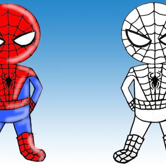 336x336 Spiderman Drawing And Colouring Spider Man Simple Book Step Easy
