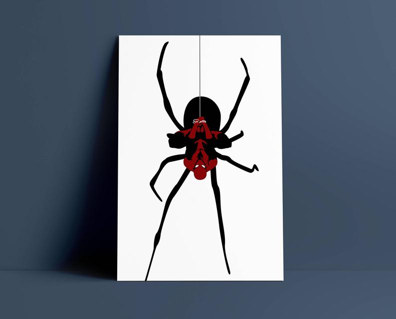794x639 Spiderman Hanging Upside Down Spidey Web Original Art Etsy