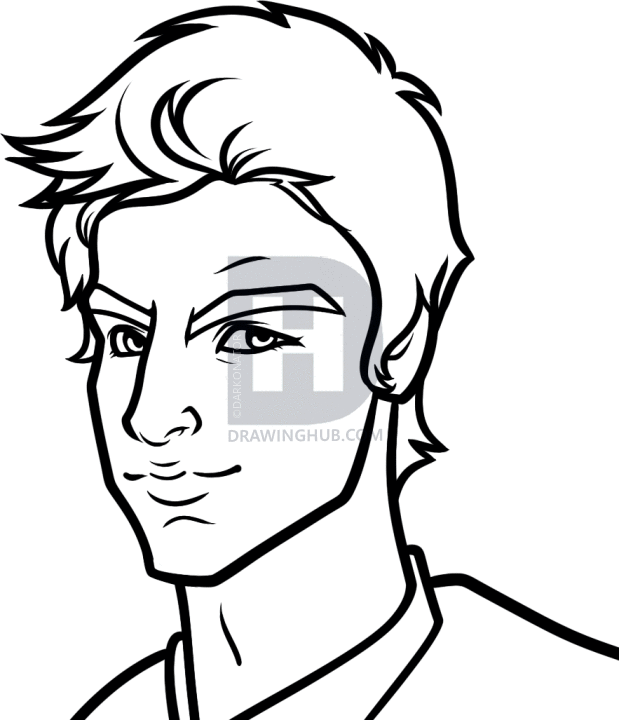 619x720 How To Draw Peter Parker, Andrew Garfield, Step