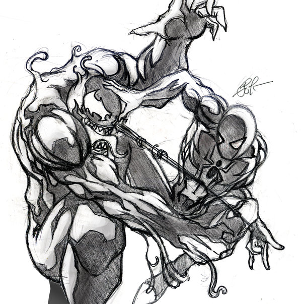 600x603 Spiderman Vs Venom Drawings