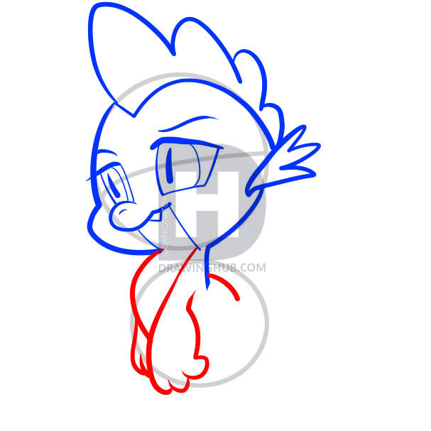 607x607 How To Draw Spike, My Little Pony, Step