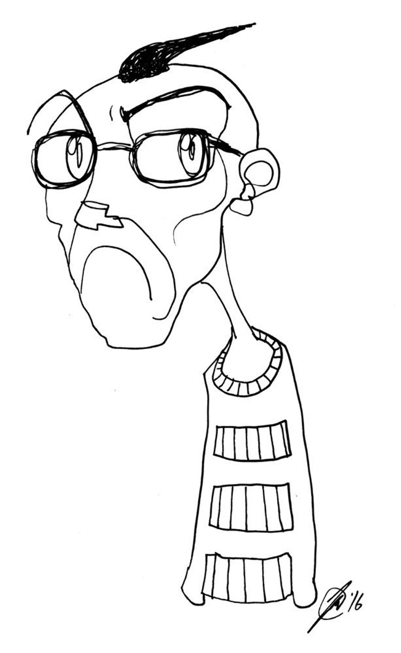 794x1293 Disgruntled Guy With Spike Hair Original Artwork