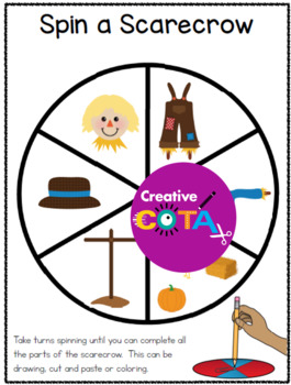 265x350 Roll Or Spin A Scarecrow Draw, Color, Cut And Paste