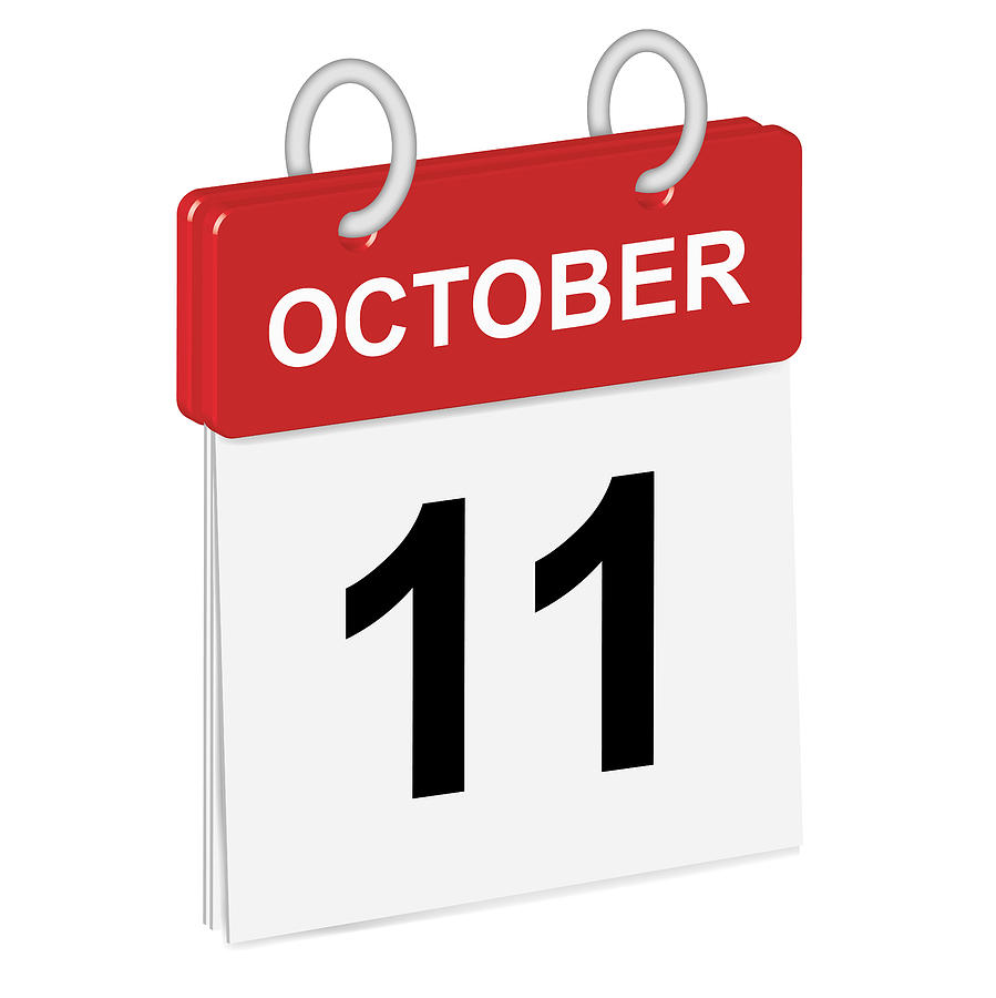 899x900 Daily Single Leaf Calendar, Red Spine, Month Of October