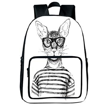 355x355 Iprint Vogue Pressure Relief Spine Bag,cat,hand Drawn
