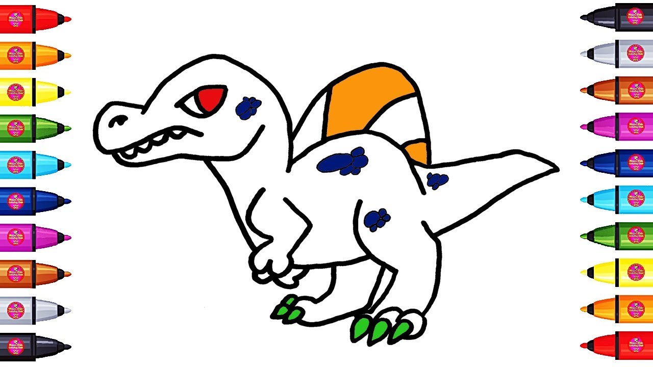 1280x720 drawing and coloring spinosaurus, dinosaurs coloring pages
