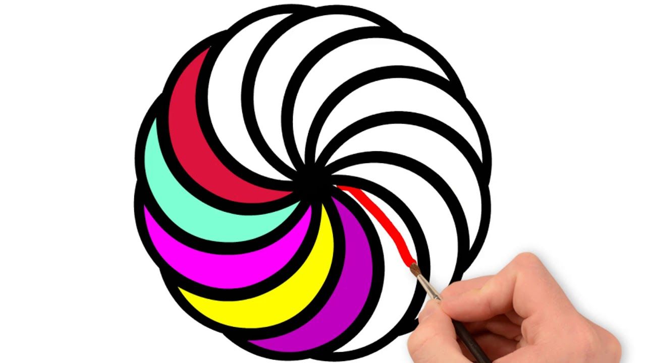 1280x720 How To Draw A Spiral Circle For Kids Coloring Book And Drawing